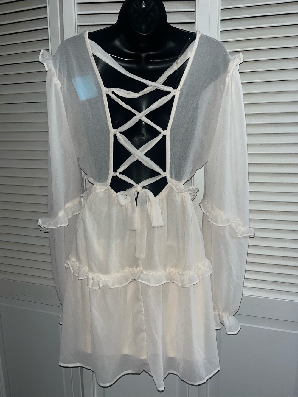 privy Cream Ruffle Mini Dress - Picture 9 of 11